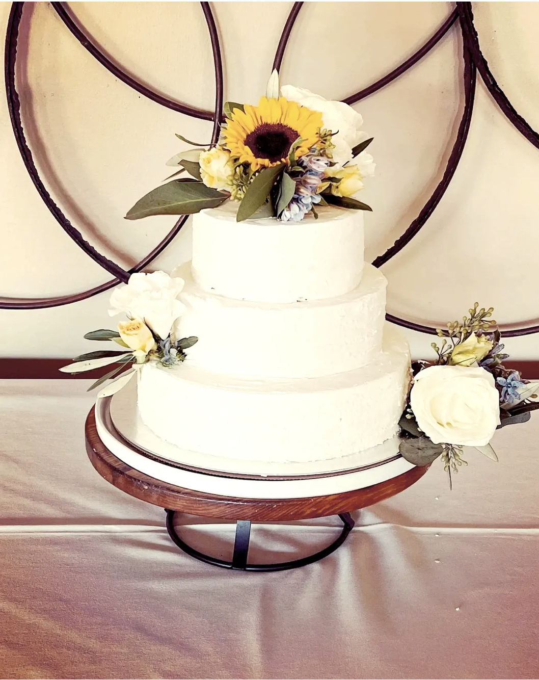 Wedding cake with sunflowers